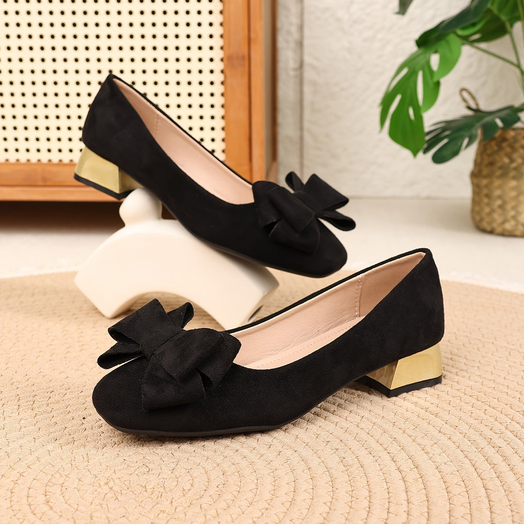 Schicke Damen-Bow-Schuhe mit stylischen dicken Absätzen