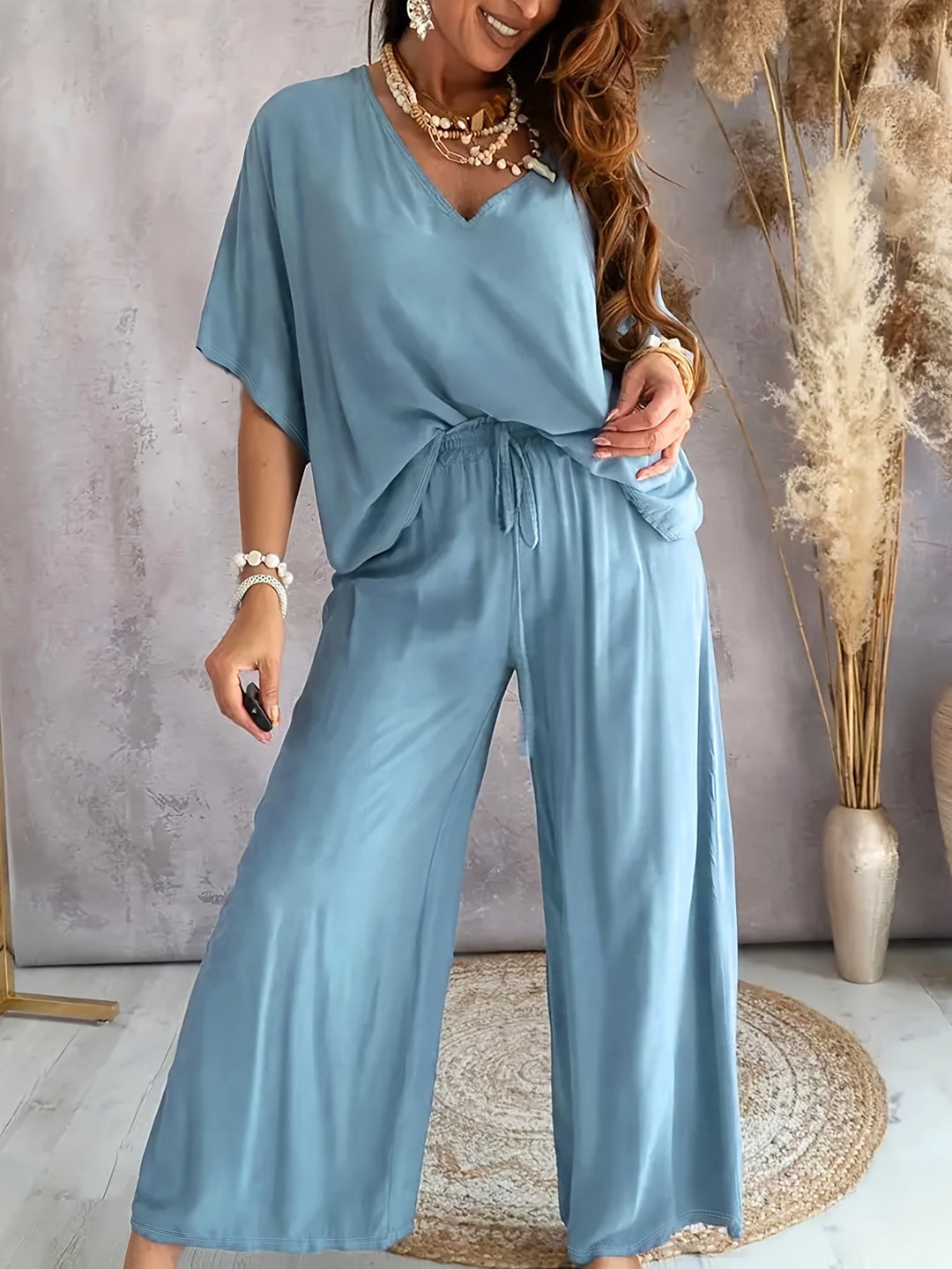 Farah™ - Stylisches einfarbiges Damen-Zweiteiler-Set