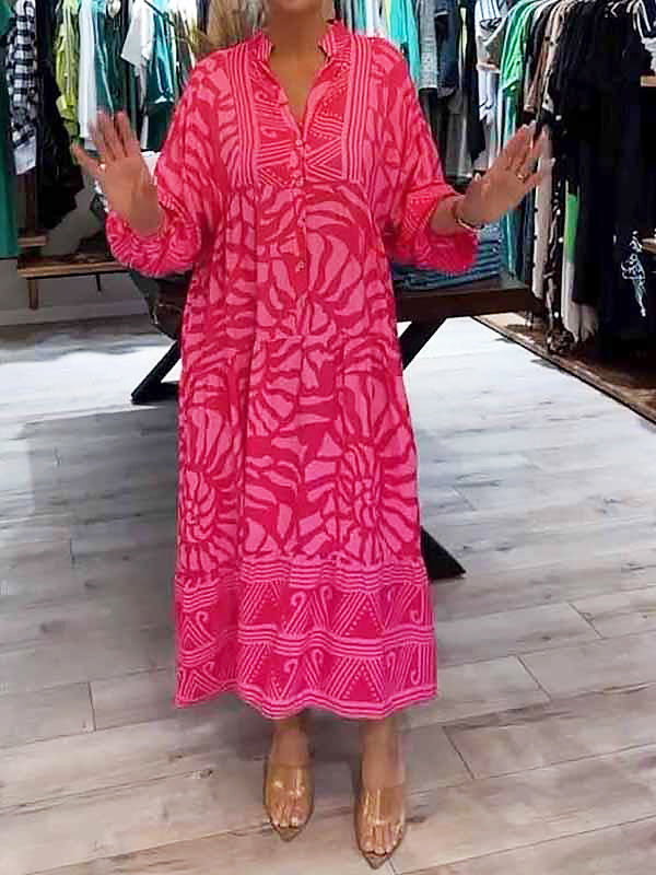Mira | V-Aussachnitt Gedrucktes Kleid (Fast ausverkauft)