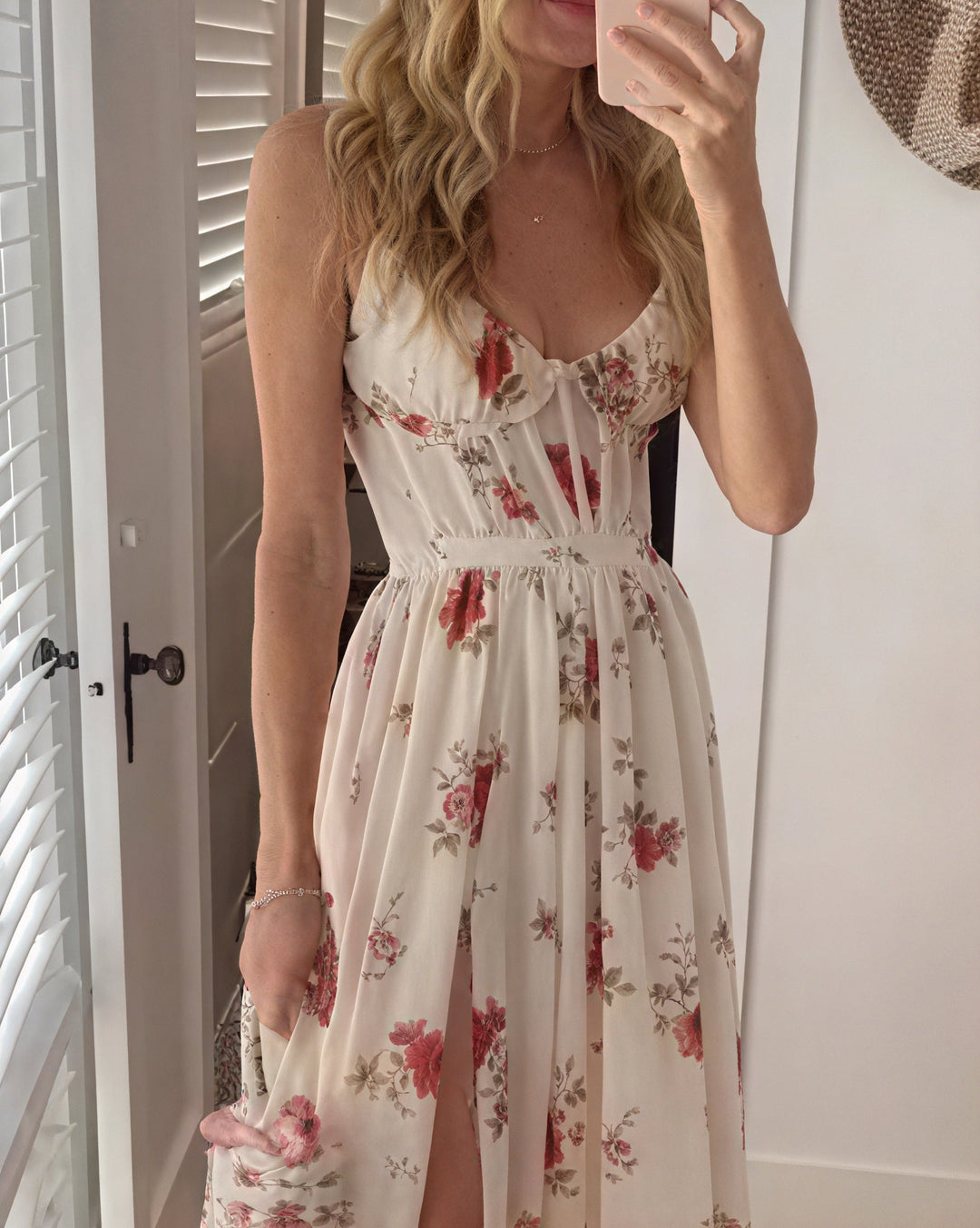 Damen Floral Maxi Kleid mit Seitenschlitz