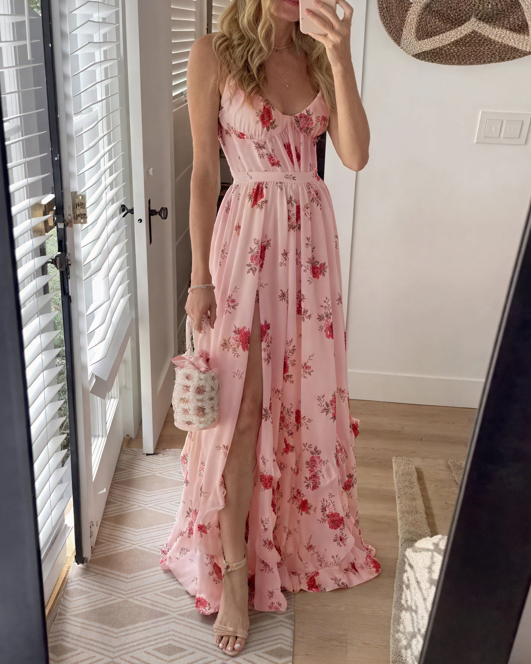 Damen Floral Maxi Kleid mit Seitenschlitz