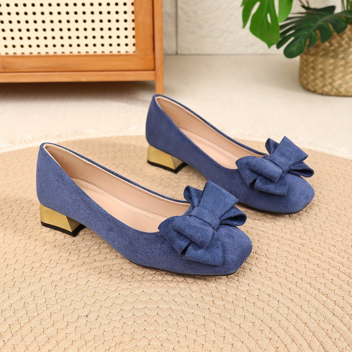 Schicke Damen-Bow-Schuhe mit stylischen dicken Absätzen