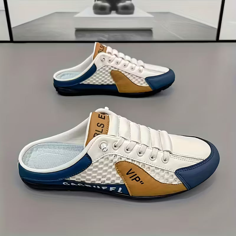 Sneakers slip-on da uomo color block con retro scoperto