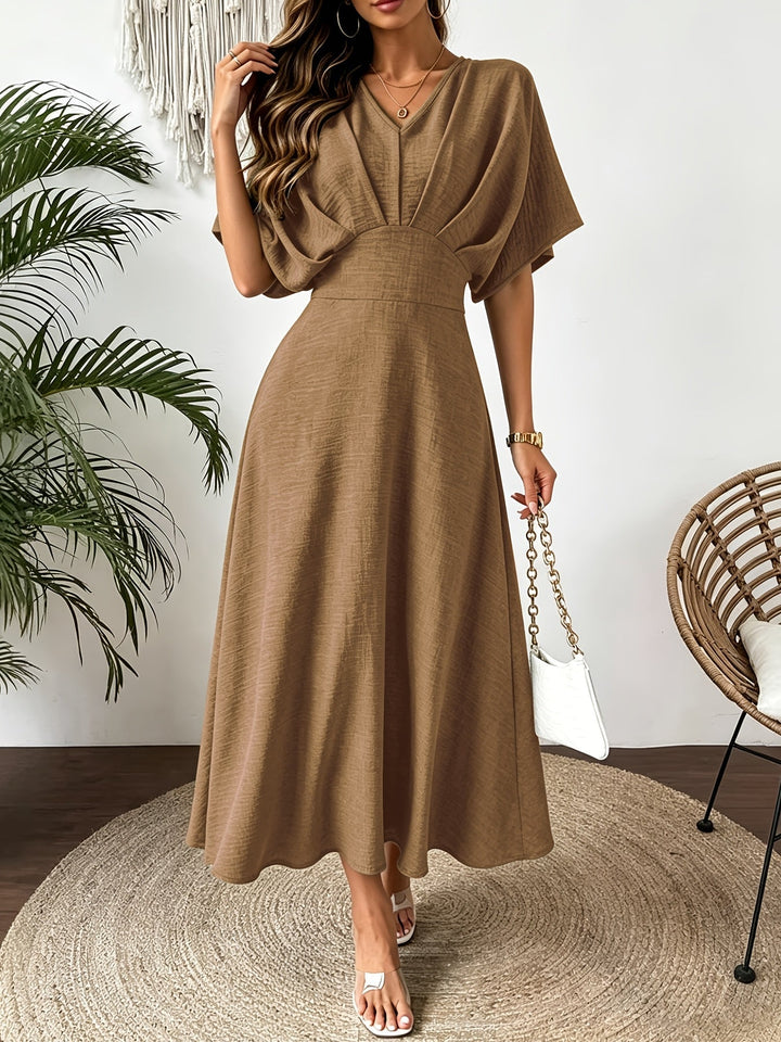 Vestido midi de mujer con escote en V