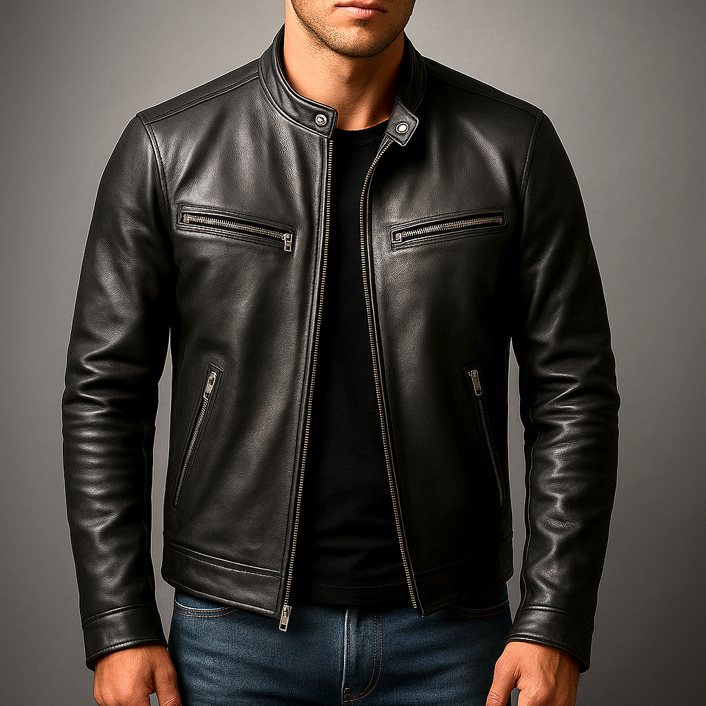Herren Bikerjacke mit Reissverschluss und Taschen