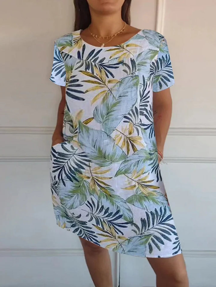 Sommerkleid für Frauen mit Taschen und lebhaftem Druck