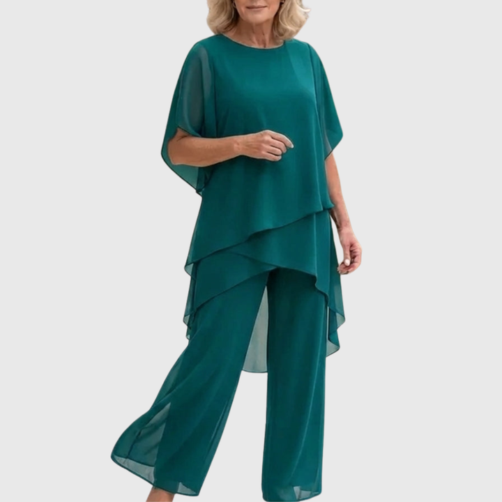 Linda | Anzug mit drapierten Palazzo-Hosen