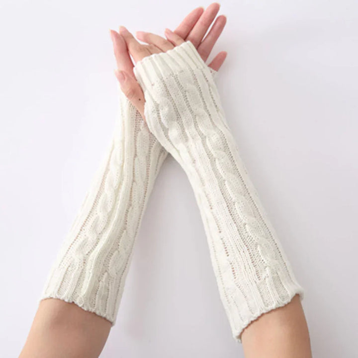 Lange fingerlose Strickhandschuhe (30 cm)