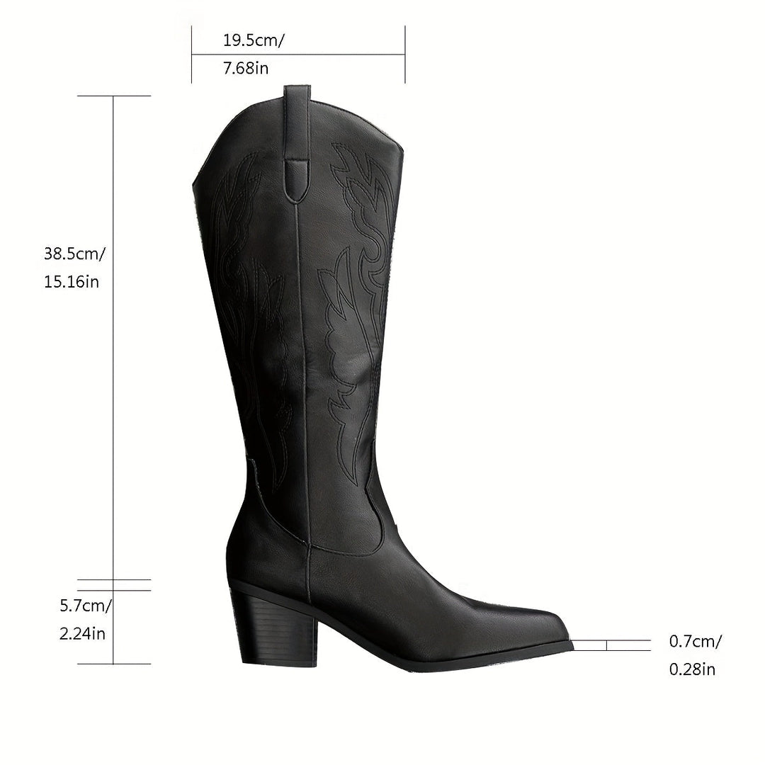 Belphoebe | Damen Westernstiefel für breite Waden mit Stickdetails