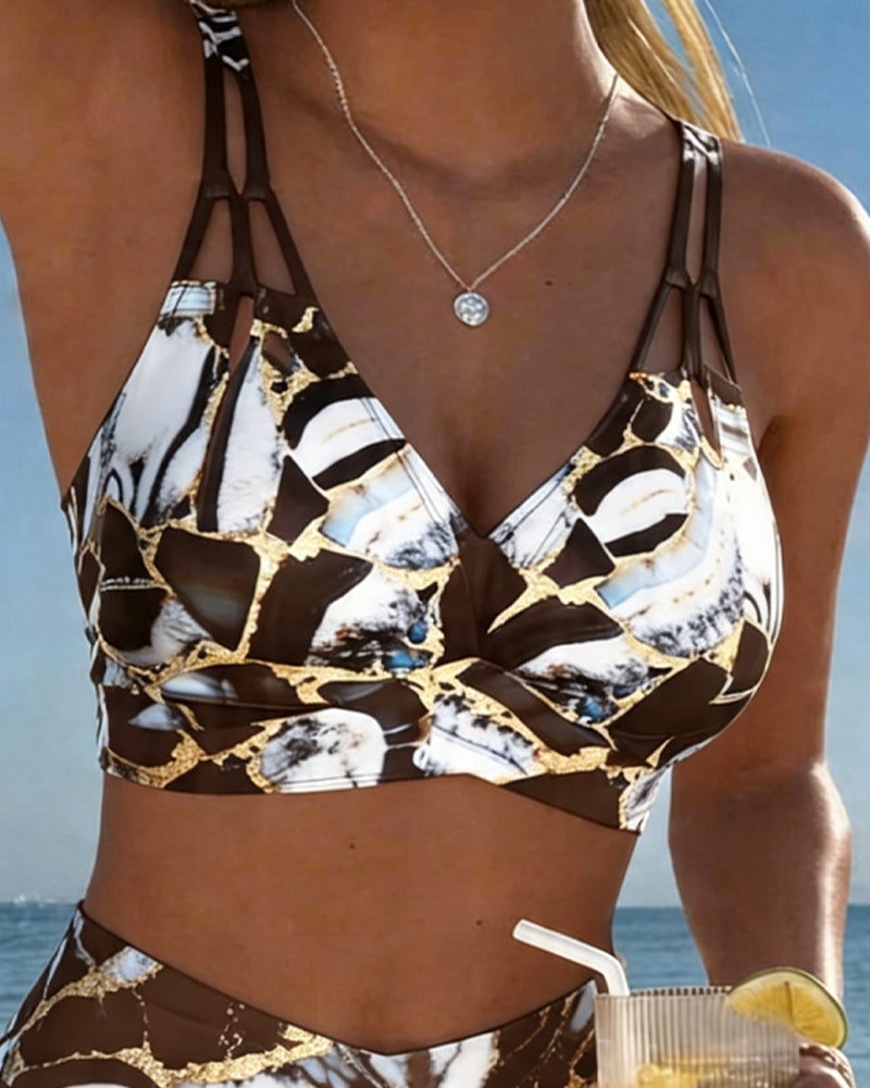 Luna | Damen V-Ausschnitt Träger-Bikini mit normaler Passform