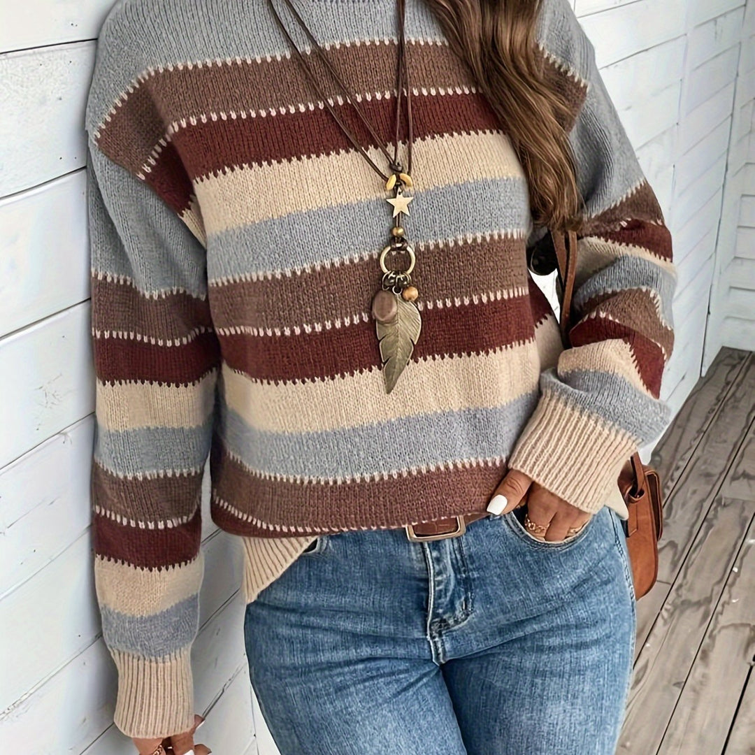 Delphine | Pullover da donna a righe con scollo rotondo