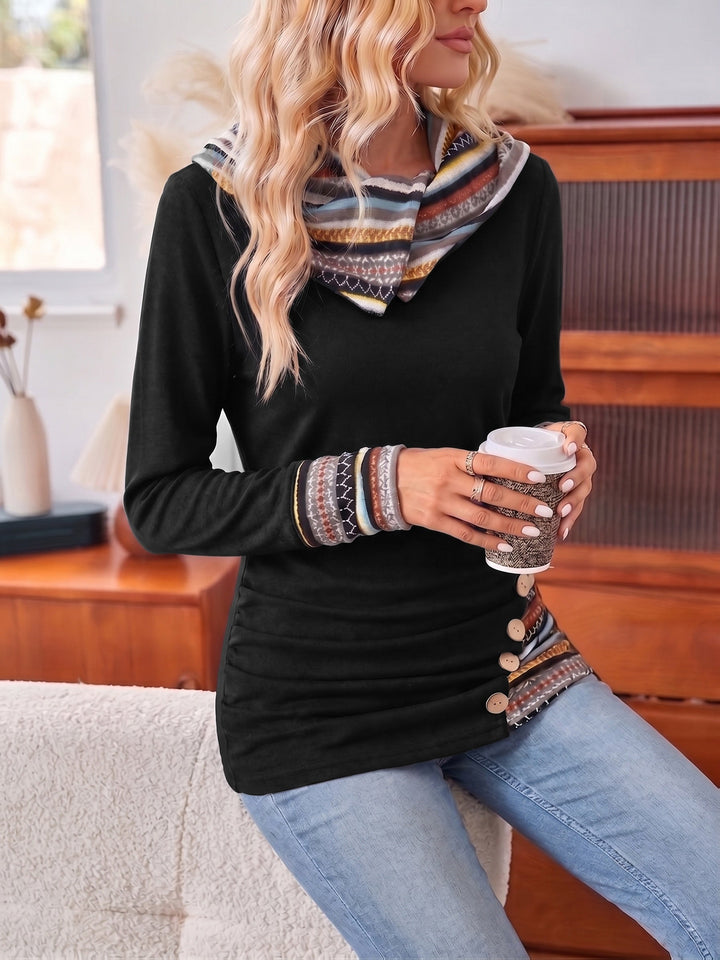 Opal | Damen Top mit Knöpfen und langen Ärmeln