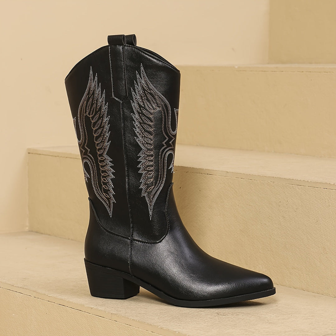 Dagny | Damen Western-Stiefel mit weitem Schaft und Blockabsatz