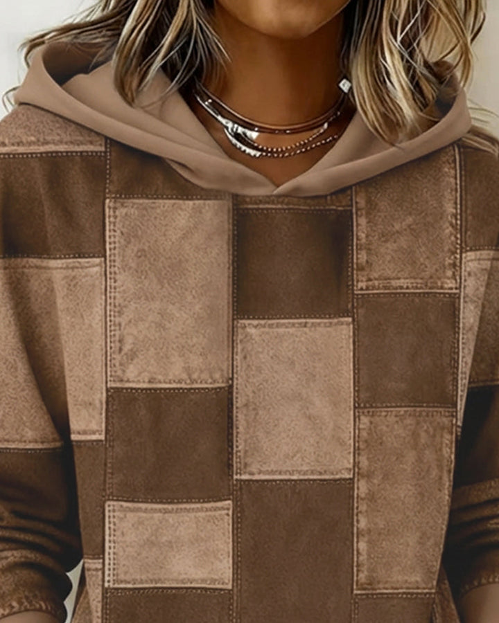 Schicker Langarm-Karierten Hoodie