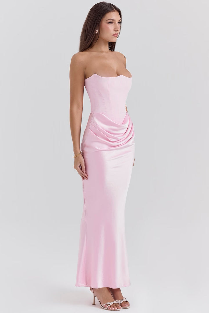 Hera - Elegantes Retro-Einfarbiges Trägerloses Partykleid