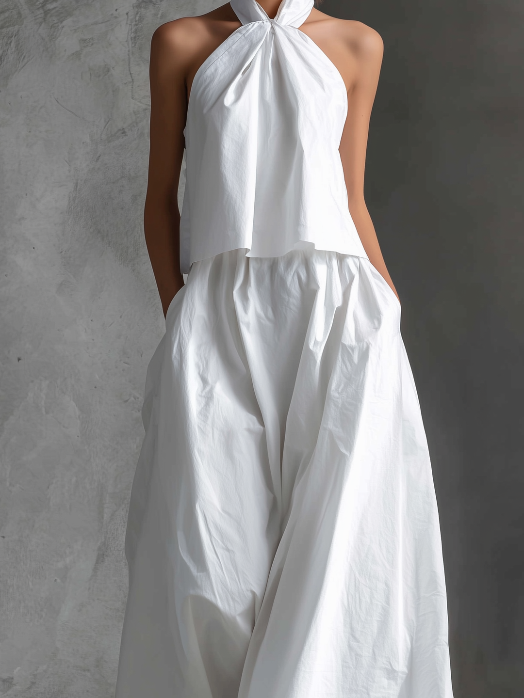 Lässiges Damen-Top- und Rock-Set mit Neckholder und ärmellos