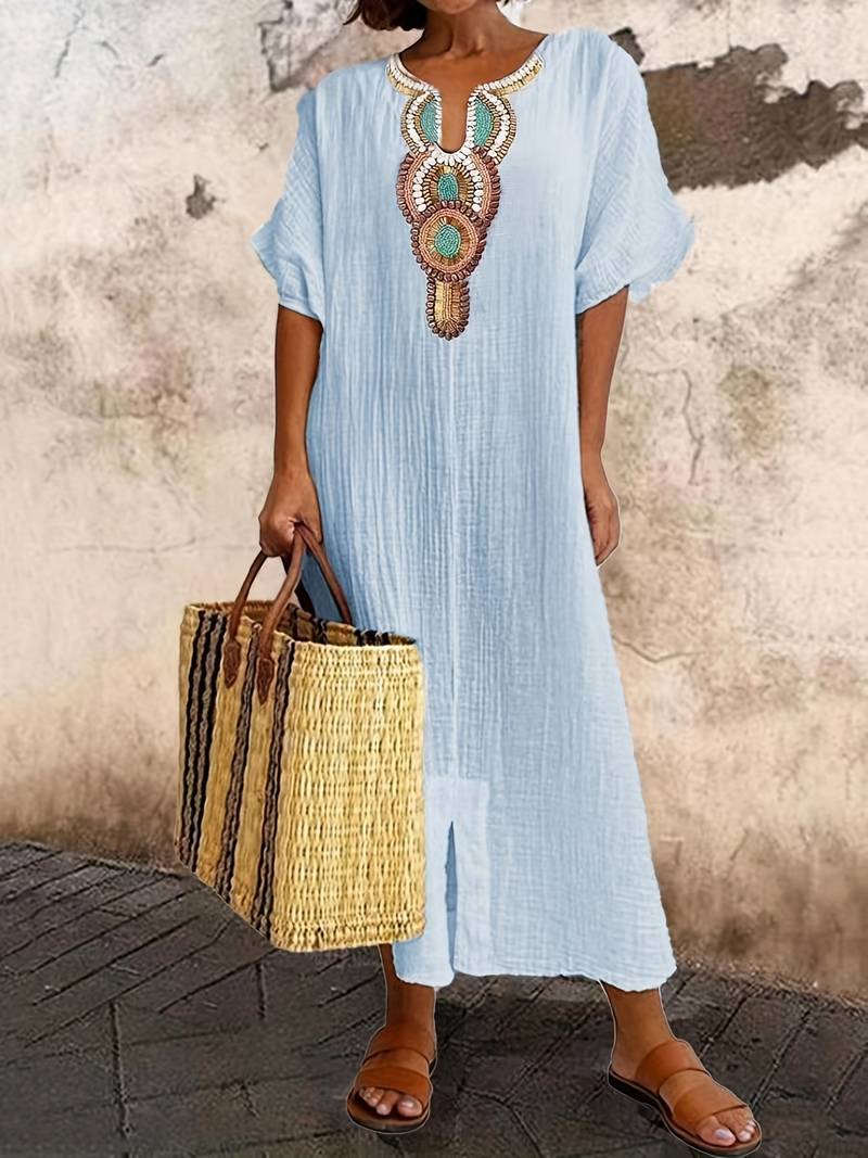 Demi™ - Boho Maxi Split Kleid mit Ausschnitt