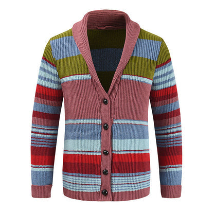 James | Herren gestreifter Cardigan mit Knöpfen