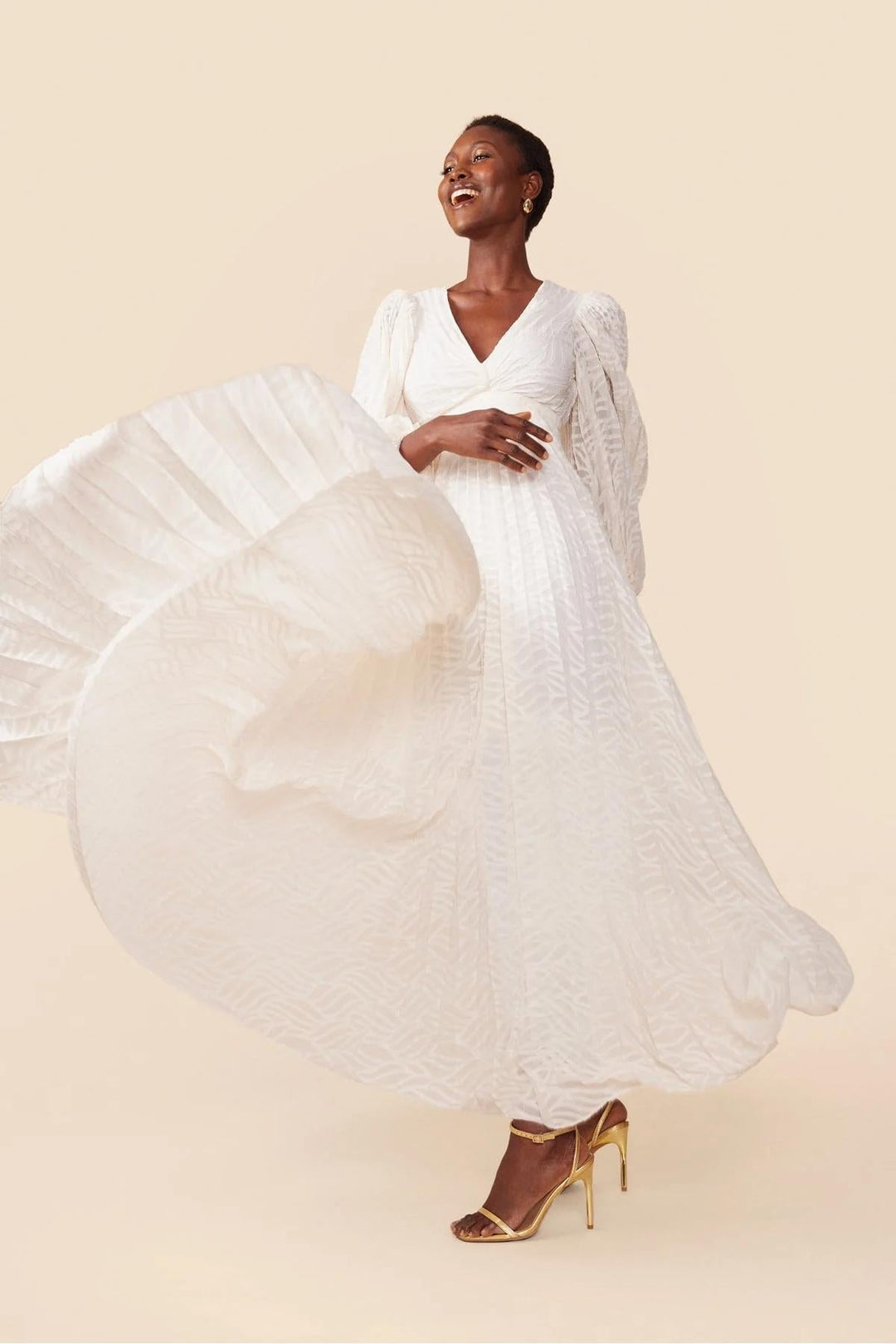 Florie | Elegantes langes V-Ausschnitt-Kleid