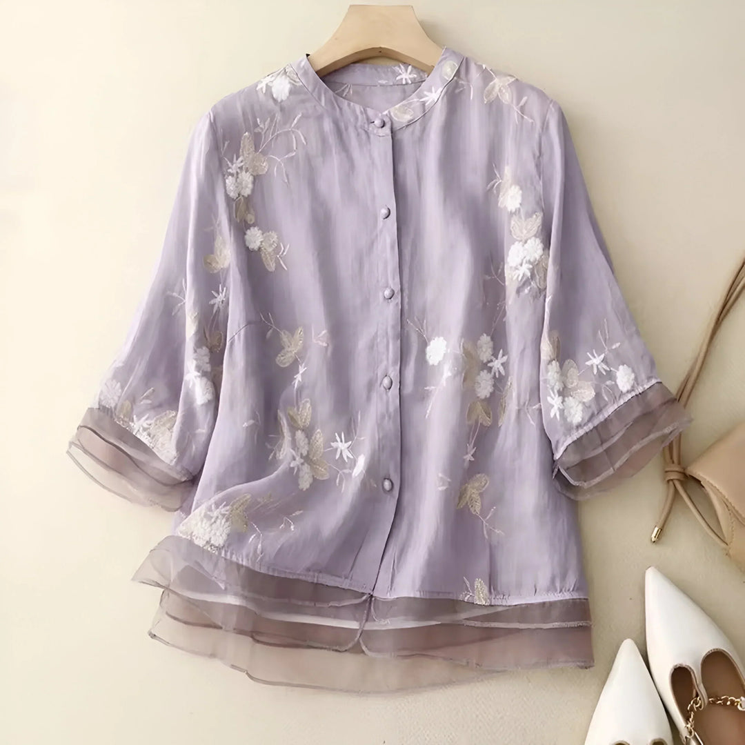 Emily™ - Baumwolltop mit bestickten Blumen