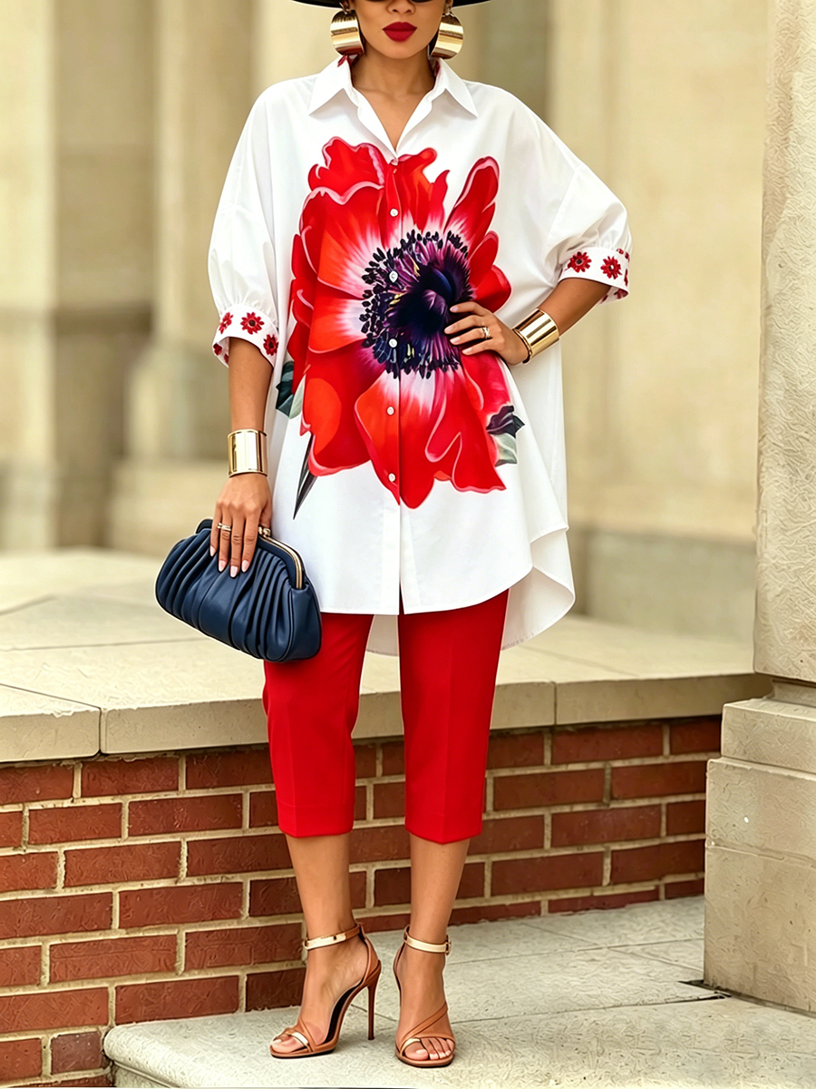 Damen Zweiteiliges Set mit Floralprint – Eleganter Moderner Stil