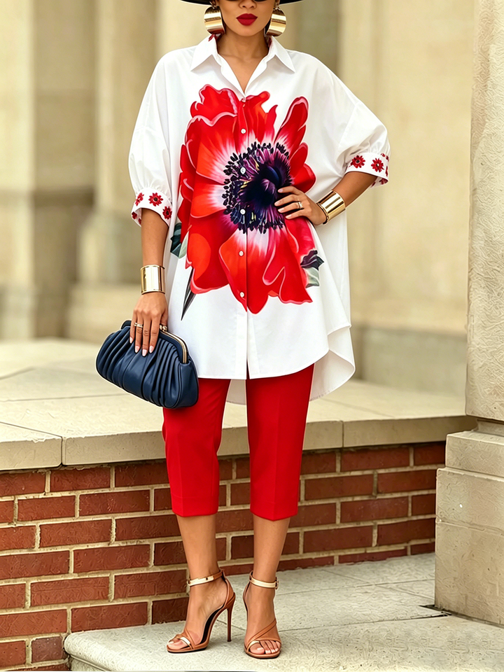 Damen Zweiteiliges Set mit Floralprint – Eleganter Moderner Stil