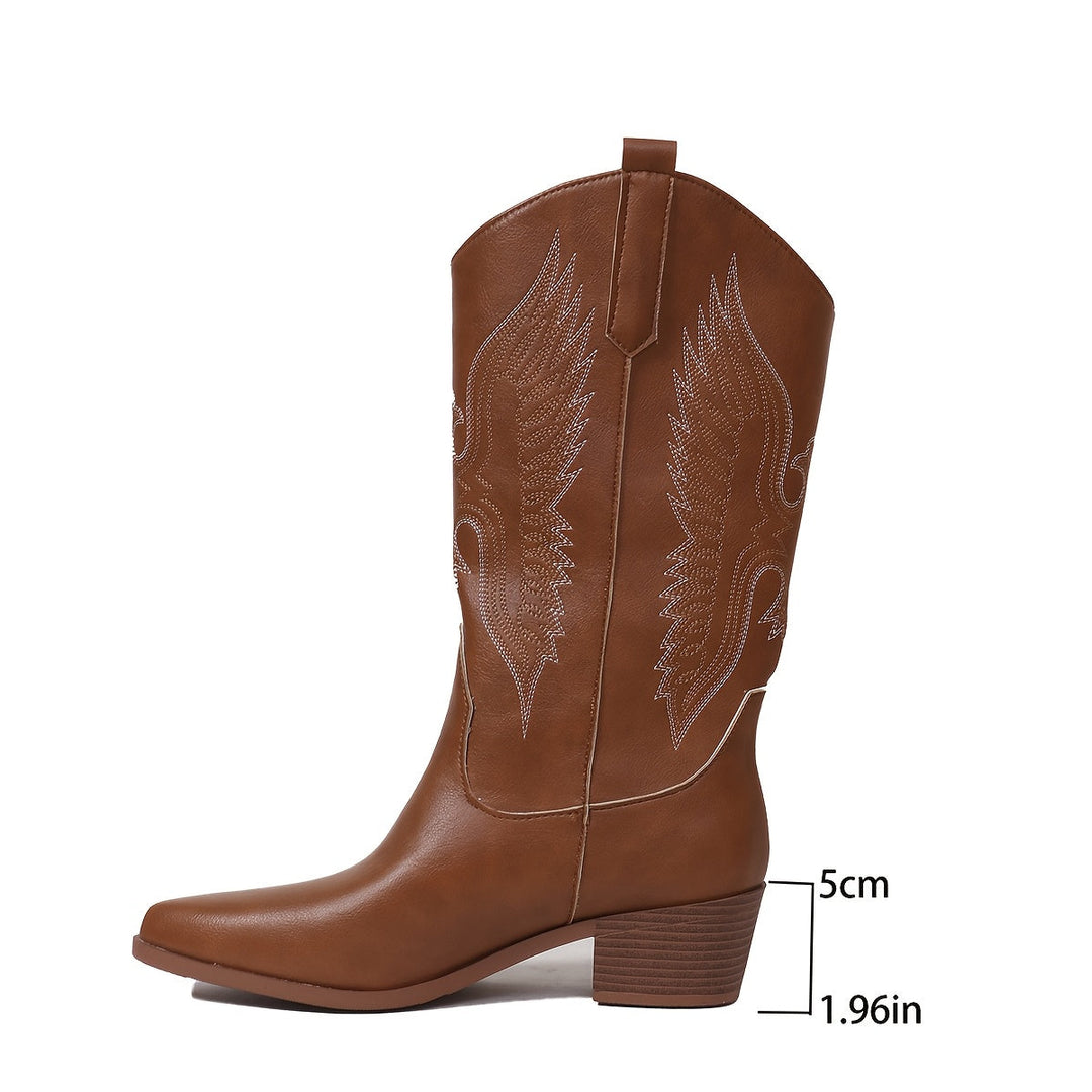 Dagny | Damen Western-Stiefel mit weitem Schaft und Blockabsatz