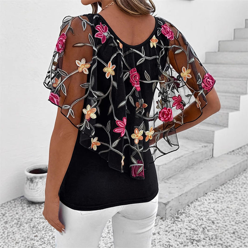 Davina™ – Elegantes Druck-Mesh- und Spitzenoberteil