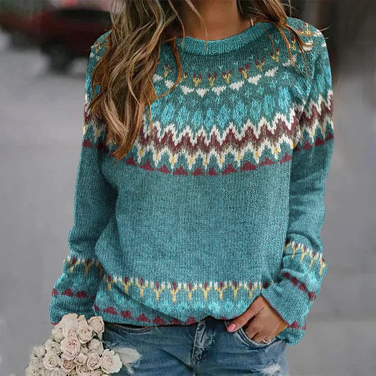 Peyton™ - Bequemes Sweatshirt im Retro-Wellenmuster