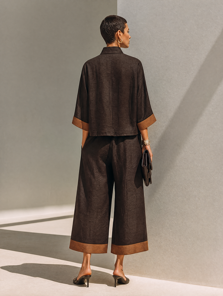 Conjunto de top de mujer y pantalón ancho corto
