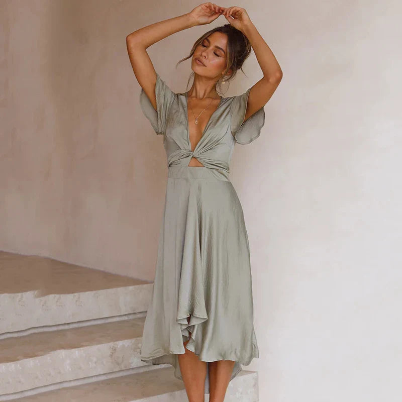 Edvige™ - Satin-Maxikleid aus Rosenholz