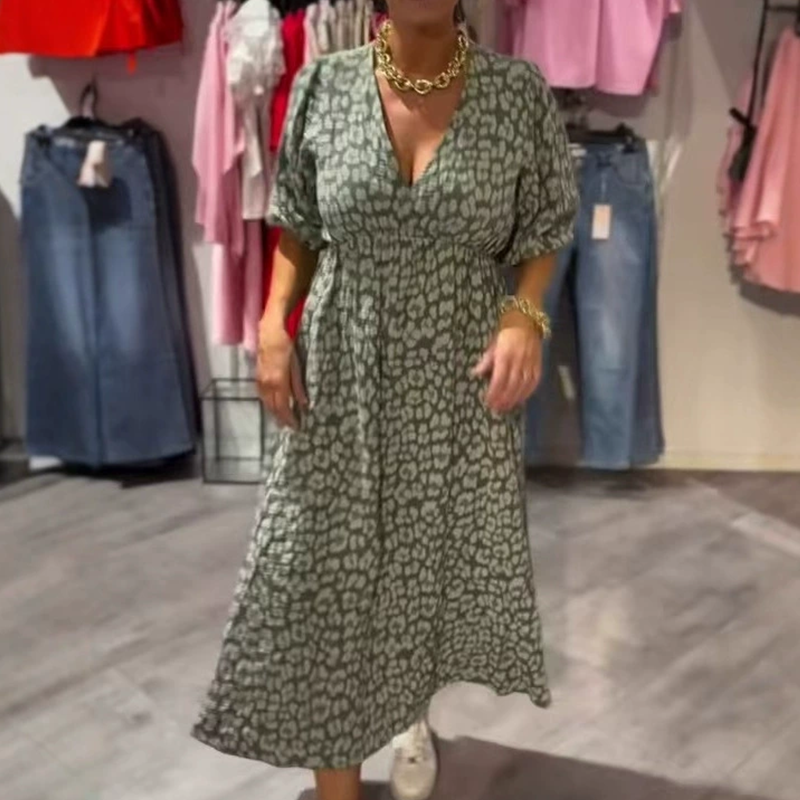 Avenia™ - Gedrucktes V-Ausschnitt Kleid