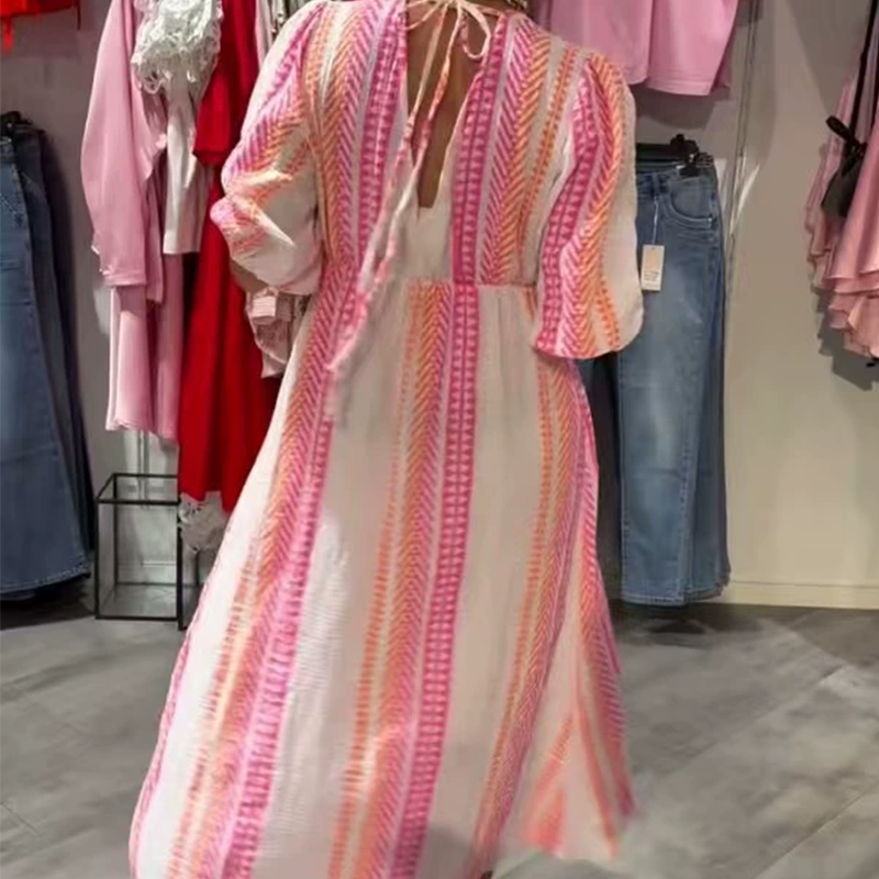 Avenia™ - Gedrucktes V-Ausschnitt Kleid