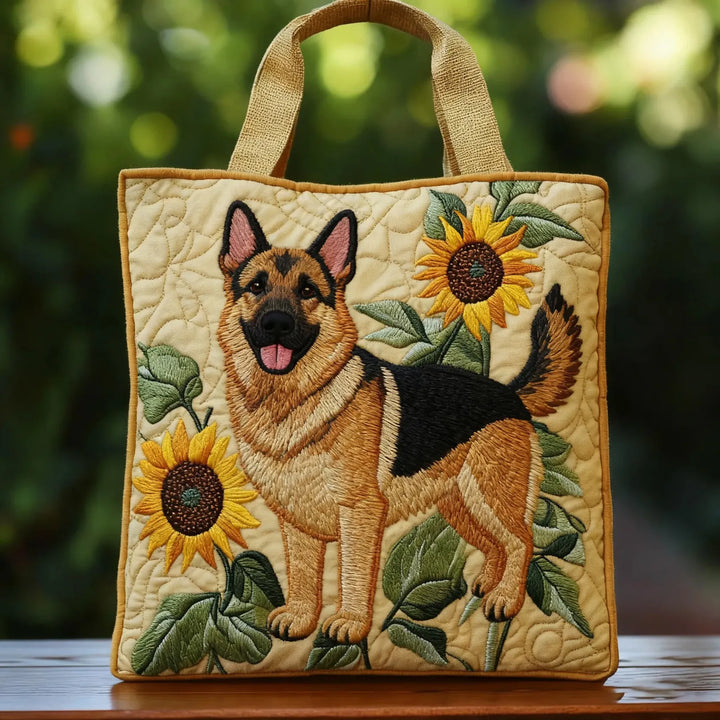 Handgefertigte Tasche - Deutscher Schäferhund Floral