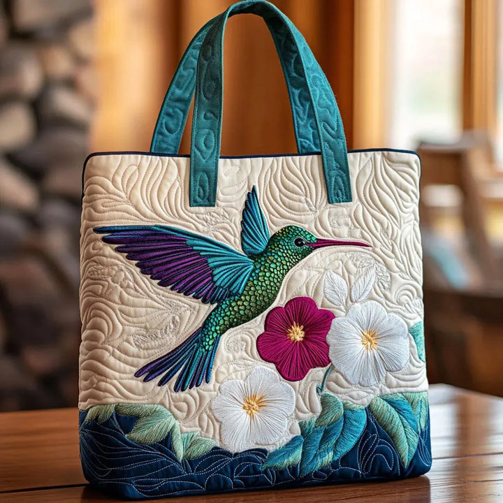 Sack Matelassé - Kolibri und Weiße Blume