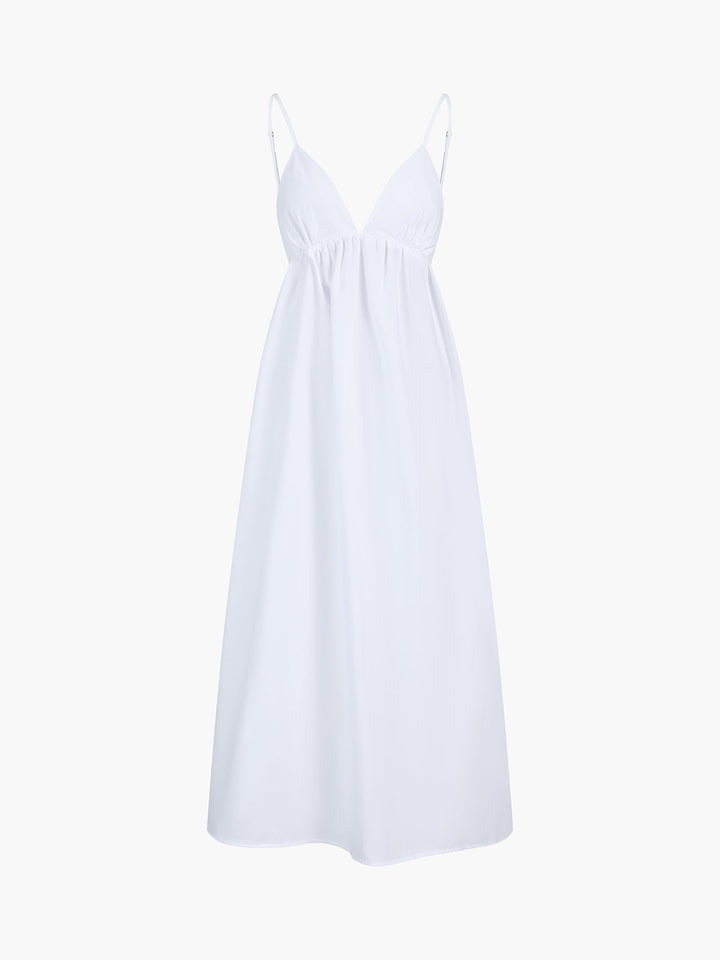 Damen Ärmelloses V-Ausschnitt Midi-Kleid