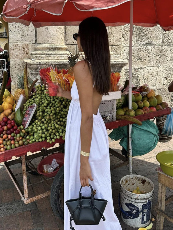 Damen Ärmelloses V-Ausschnitt Midi-Kleid