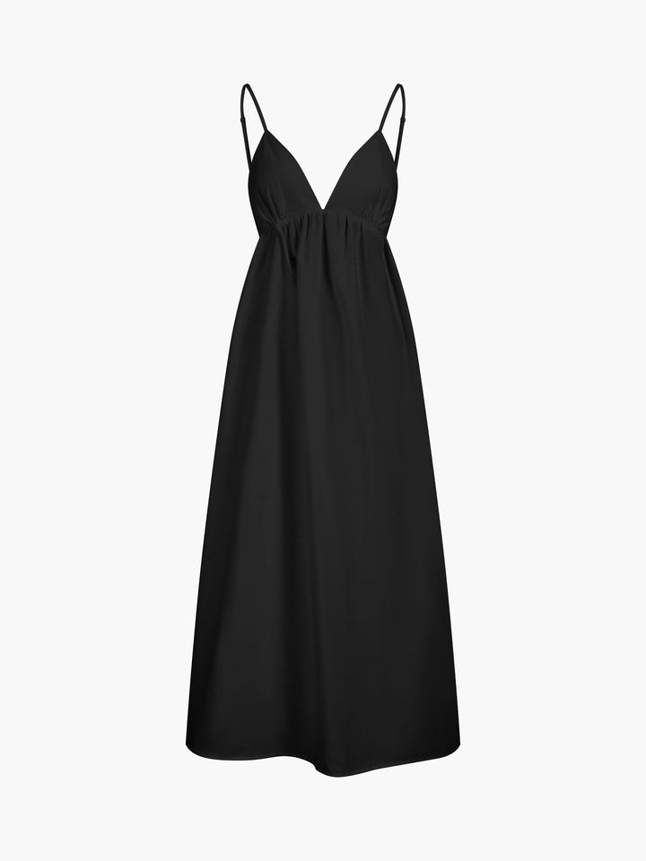 Damen Ärmelloses V-Ausschnitt Midi-Kleid
