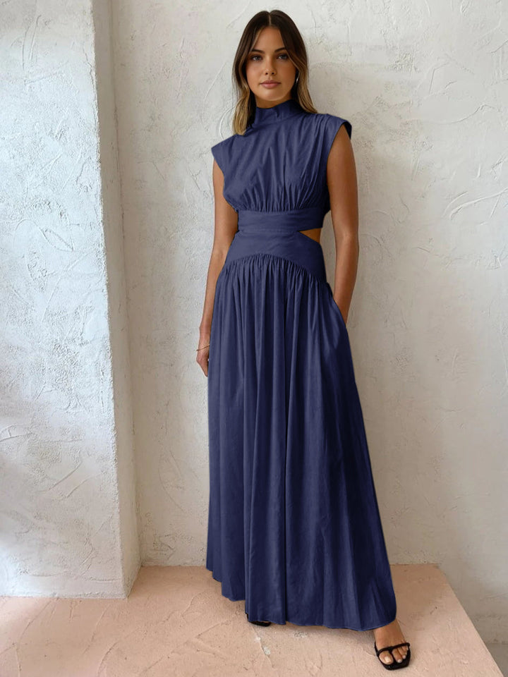 Damen Maxikleid mit Cut-Outs und kurzen Ärmeln