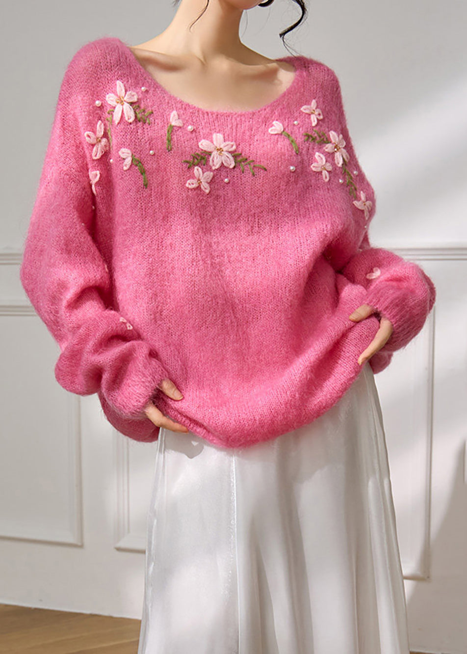 Damen Pullover mit Rundhalsausschnitt und lockerer Passform