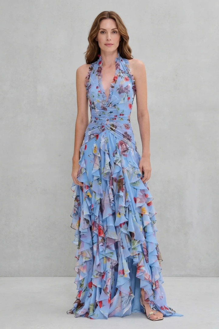 Belladina | Damen Floral Maxi Kleid mit Rüschen
