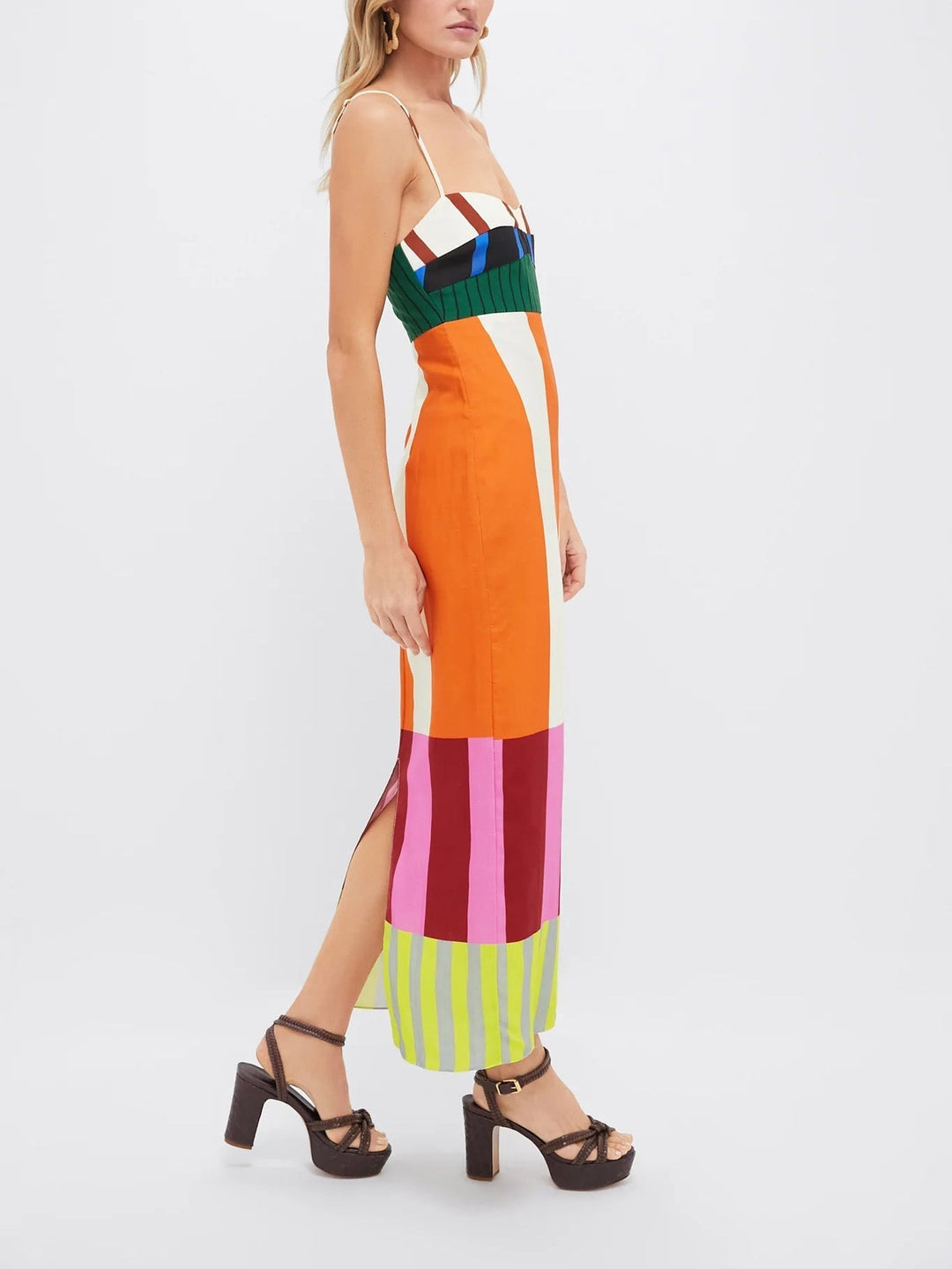 Bengal | Damen gestreiftes Maxikleid