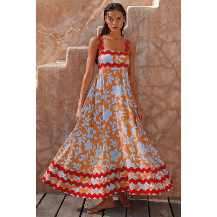 Bettina | Damen Maxikleid mit quadratischem Ausschnitt und ärmellos