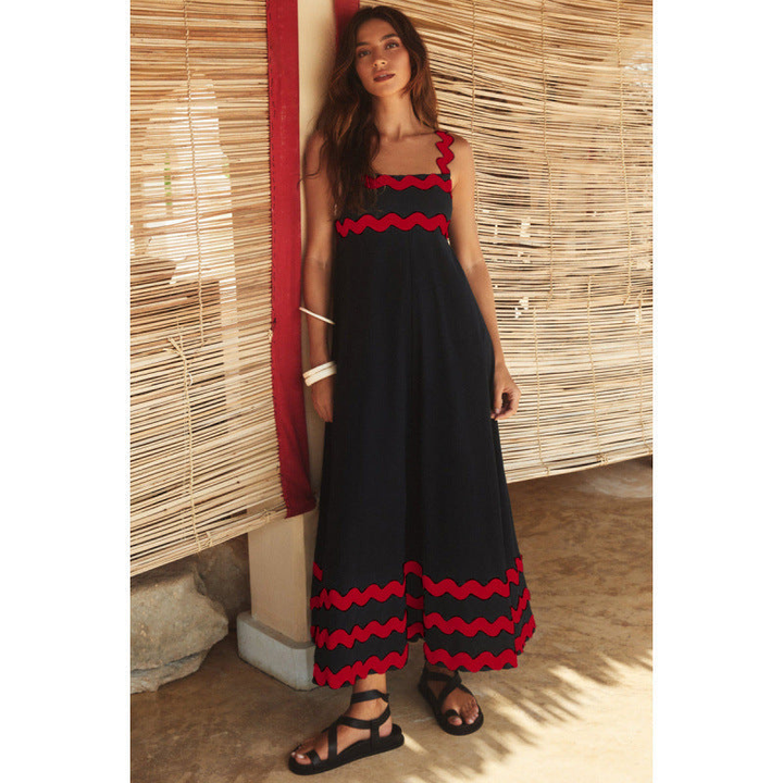 Bettina | Damen Maxikleid mit quadratischem Ausschnitt und ärmellos