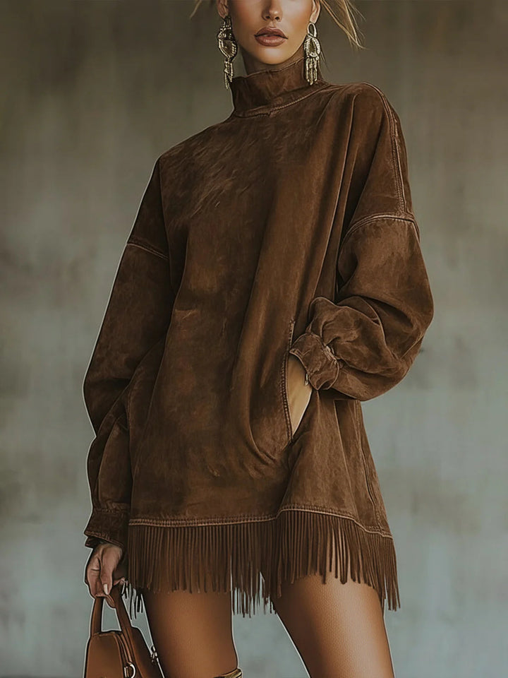 Sheri | Luxuriöses Wildleder-Fransenkleid