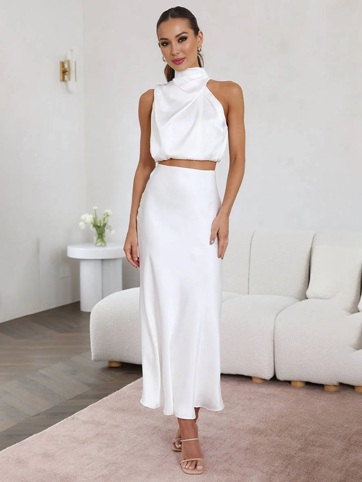 Damen Halter Neck Zweiteiliges Set mit Maxi-Rock