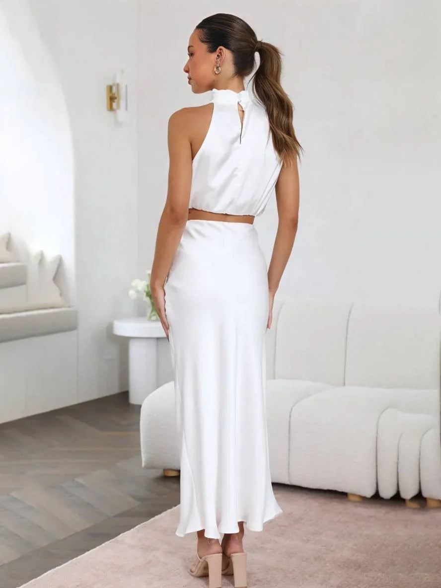 Damen Halter Neck Zweiteiliges Set mit Maxi-Rock