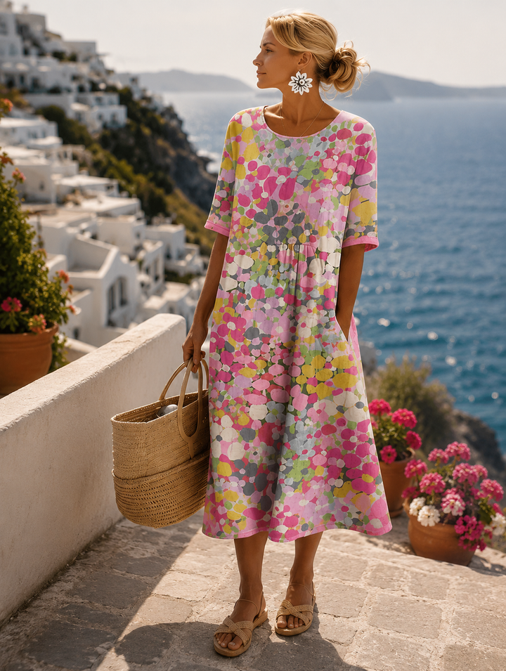Elena | Luftiges Floral-Midi-Kleid