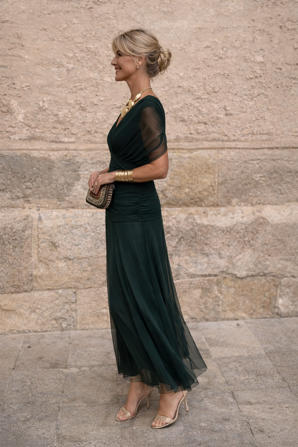 Elegantes Maxikleid für Feste mit V-Ausschnitt