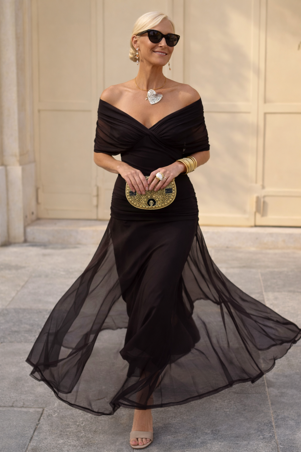Elegantes Maxikleid für Feste mit V-Ausschnitt